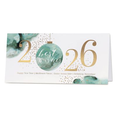 Elegante nieuwjaarskaart 2026 met aquarellook