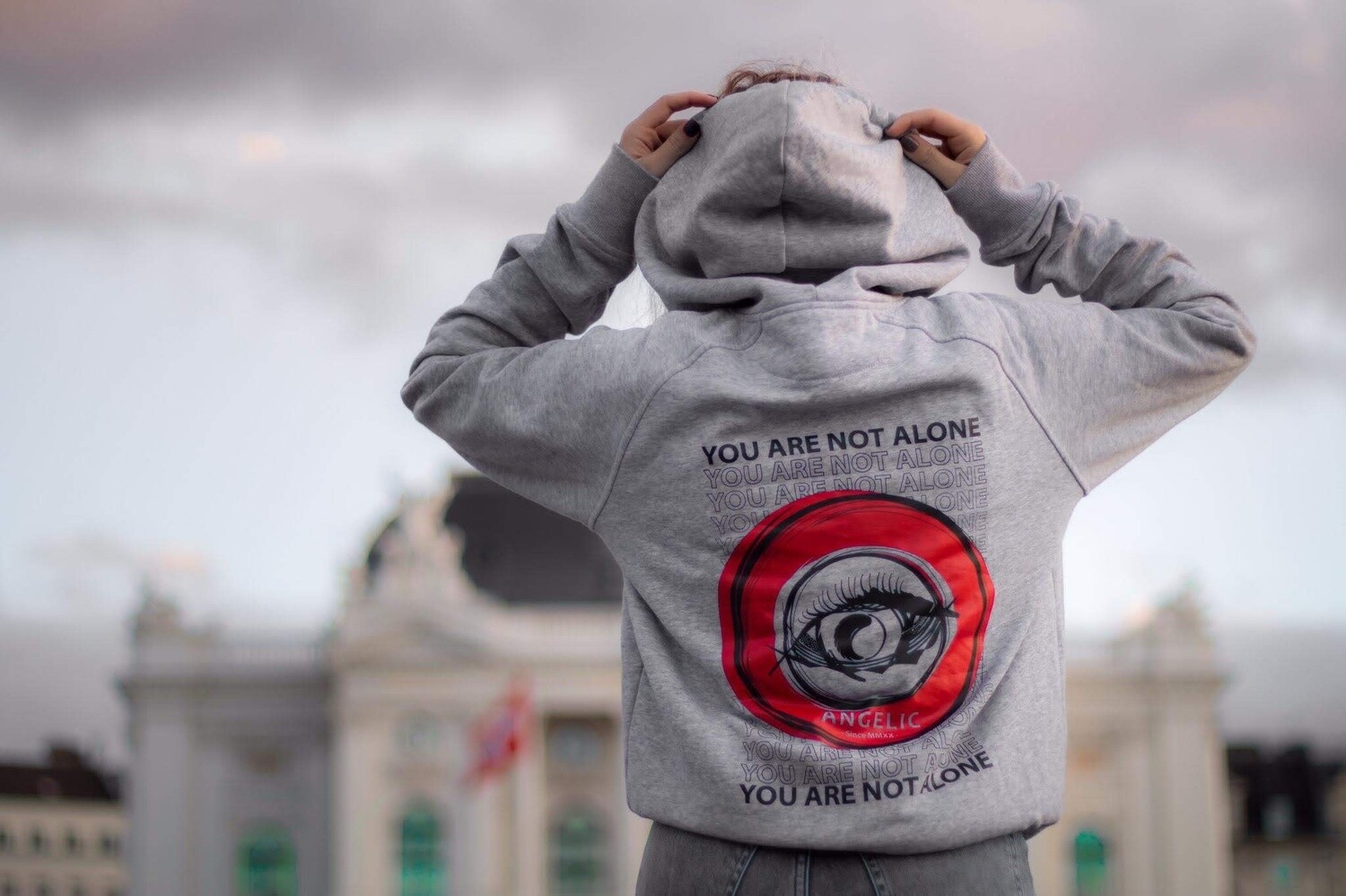 ANGELIC Hoodie grau, YOU ARE NOT ALONE - UNISEX.
