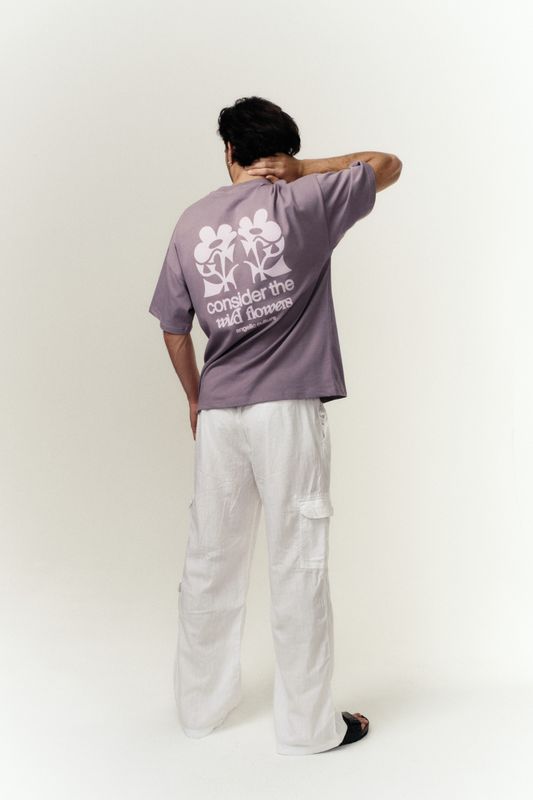 Extra heavy T-Shirt - &quot;consider the wildflowers - mauve&quot;