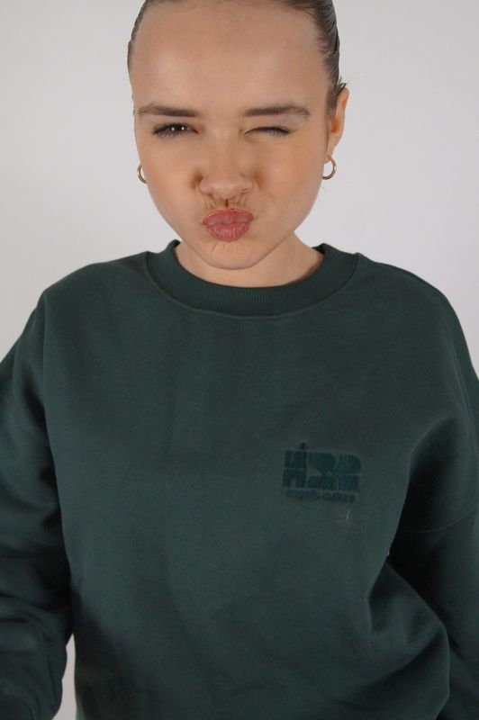 Heavy Oversized Crewneck - old money green
