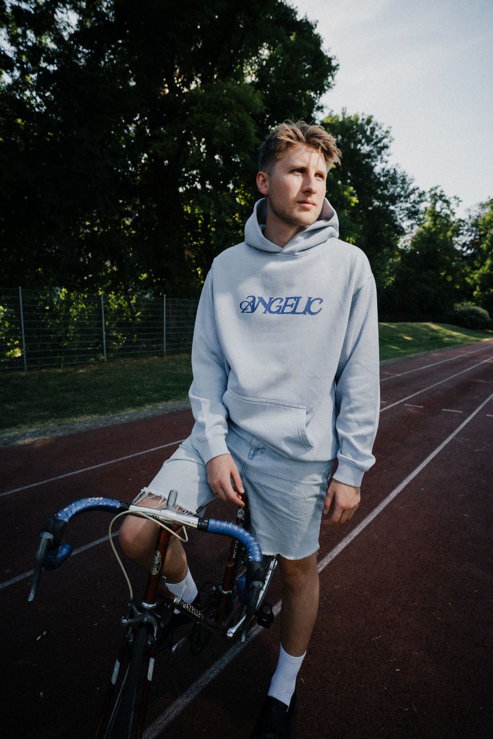 Vintage Wash Hoodie - &quot;Angelic&quot; - vintage wash blue