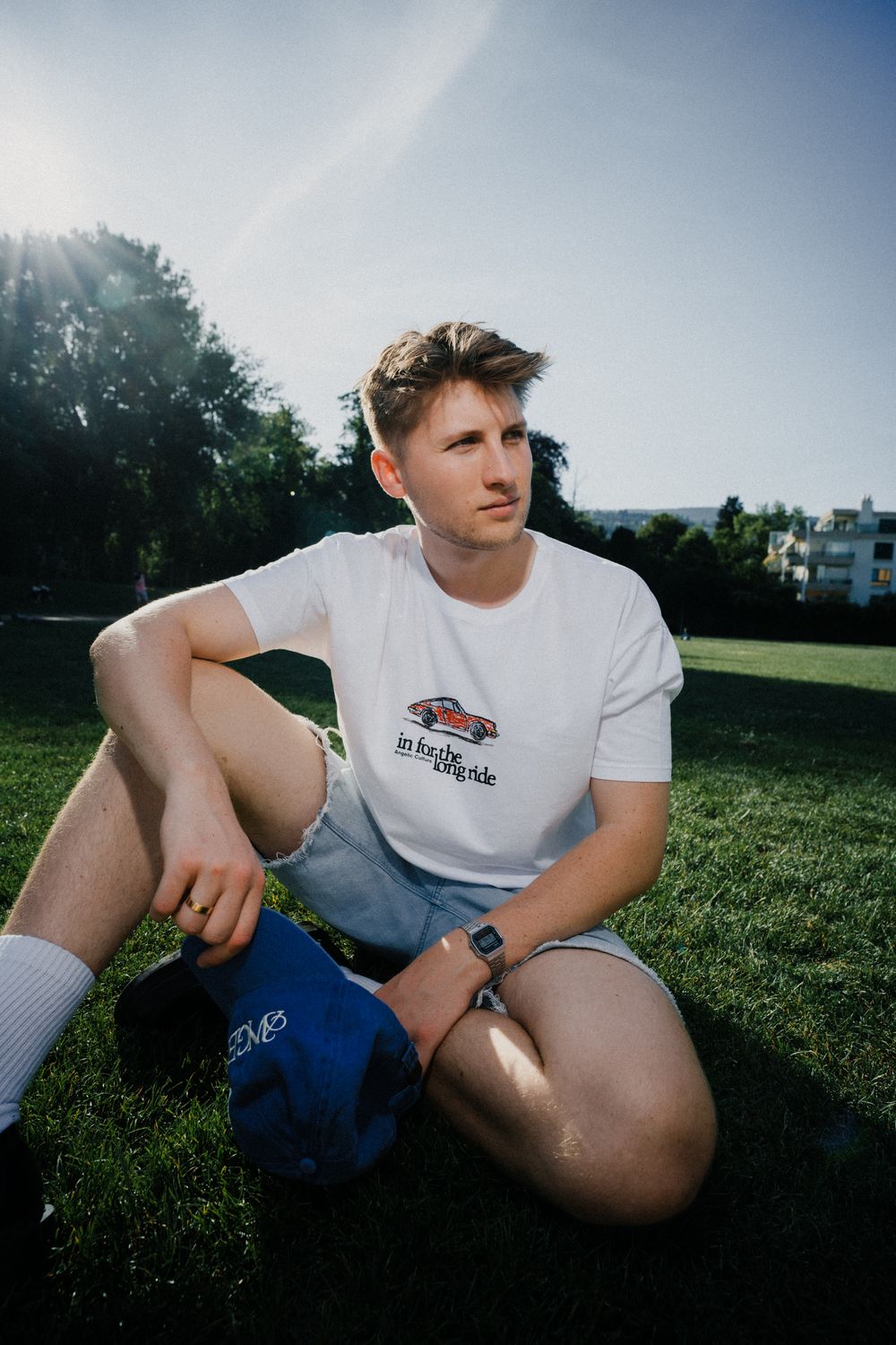 Relaxed Fit T-Shirt - &quot;In for the long ride&quot; - white