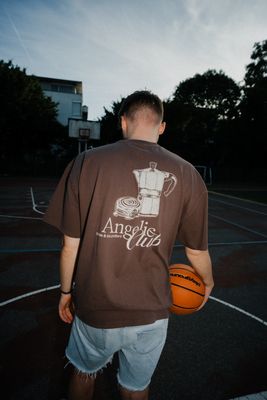 Heavy T-Shirt - &quot;pause &amp; be patient, coffee&quot; - vintage brown