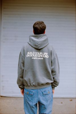 Heavy Oversized Hoodie - "FUNDAMENT" - vintage olive