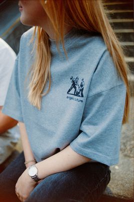 Boxy Short T-Shirt - "build" - grey.