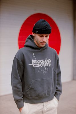 Cropped Hoodie - "Bricks and Concrete" - vintage black