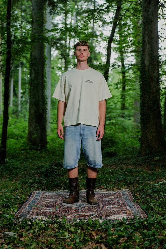 Boxy Short T-Shirt - "Lamb" - butter