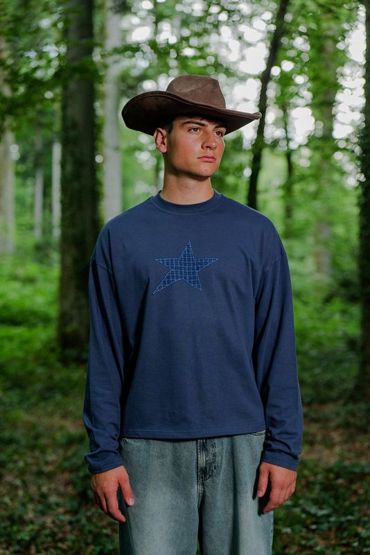 Long Sleeve Shirt Shirt - "Stiched Star" - navy