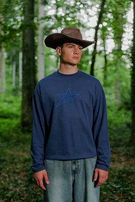 Long Sleeve Shirt Shirt - "Stiched Star" - navy