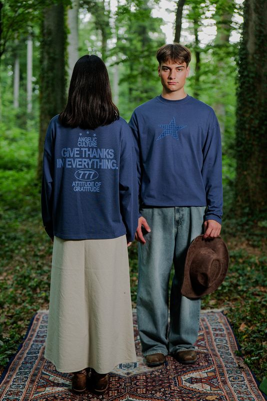 Long Sleeve Shirt Shirt - "Stiched Star" - navy