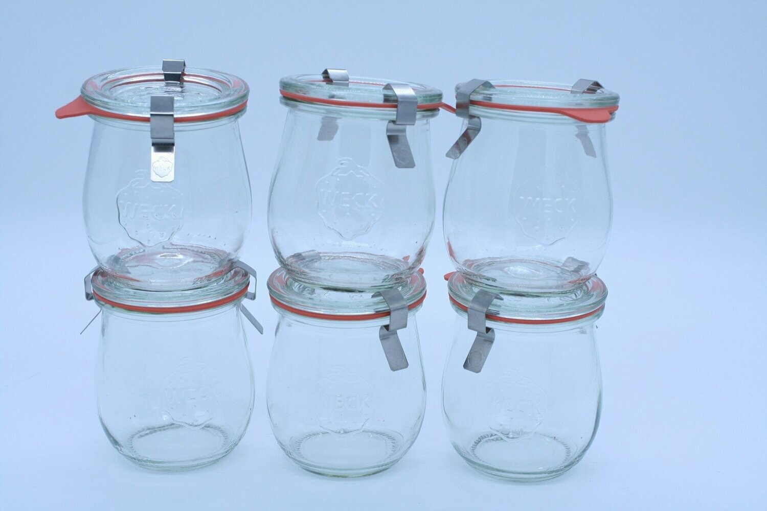 6x WECK-Mini-Tulpenglas 220ml mit Gummiring und Klammern