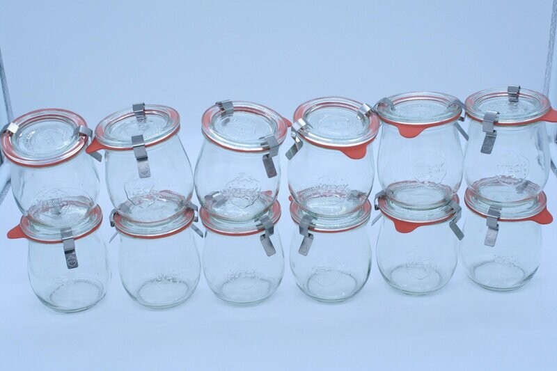 24 Weck Gläser 220 ml Tulpengläser Einmachgläser Sturzgläser Weckgläser / inkl Einkochringe Klammern Glasdeckel