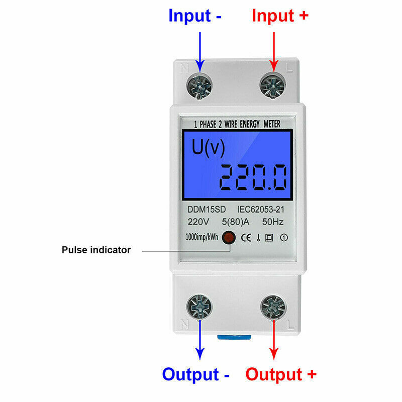 Digital Stromzähler Wechselstromzähler Hutschiene KWh Zähler Wattmeter 5 80 A DE