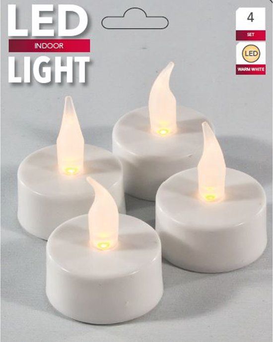 LED Theelichtjes – 4 stuks – Inclusief Batterijen – Realistisch Kaarslichteffect