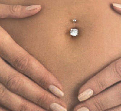 Navelpiercing "Solitair" in 18 Karaat goud