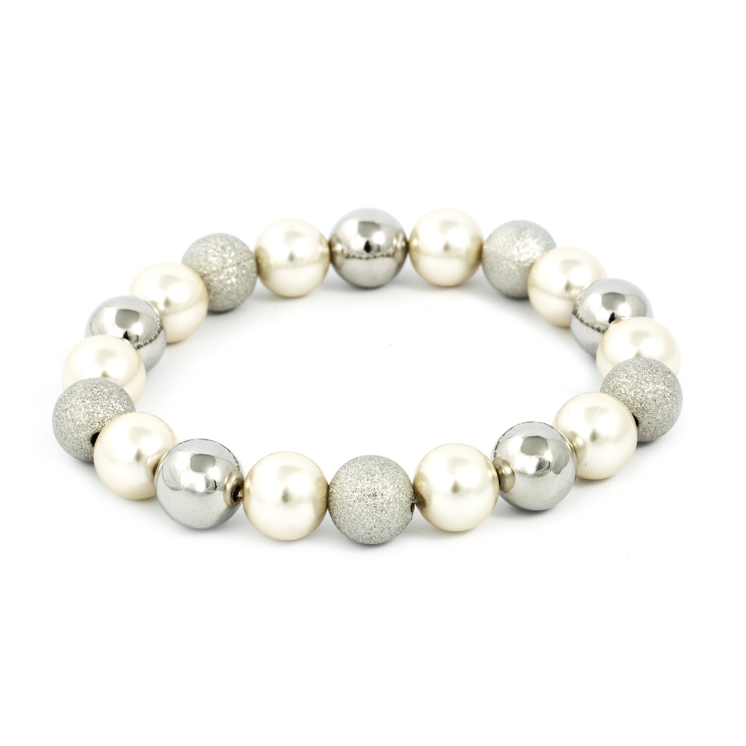 Armband "White Silver Pearls"