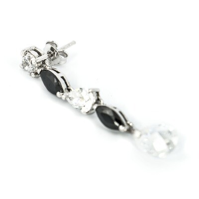 Oorbel "Black&White Oval Stones"