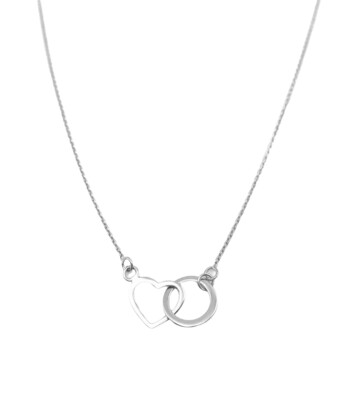 Halsketting "Heart And Circle Silver "