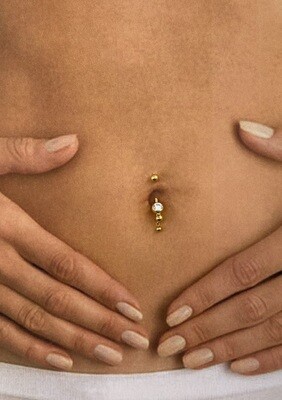 Navelpiercing "3 Crystals Gold"