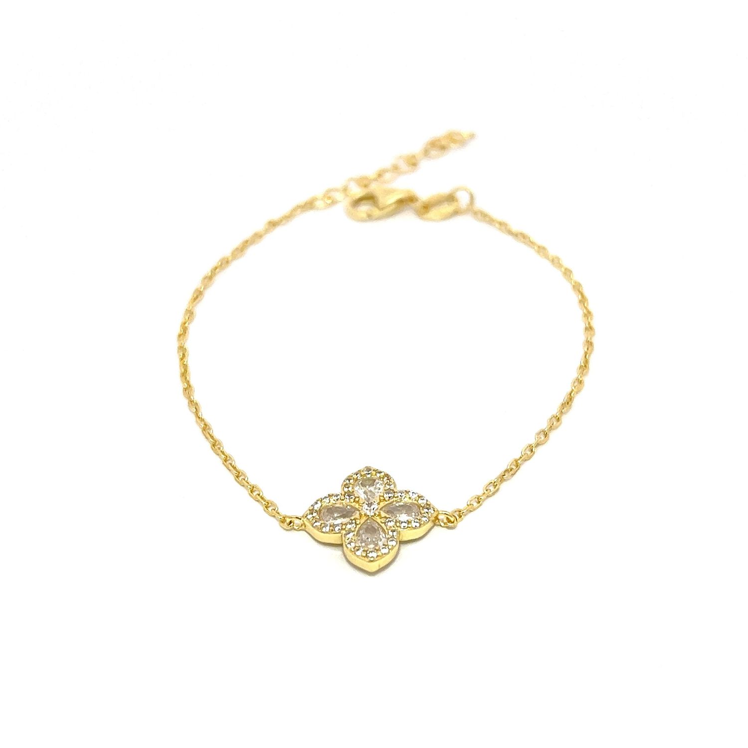 Armband "Golden Clover White"