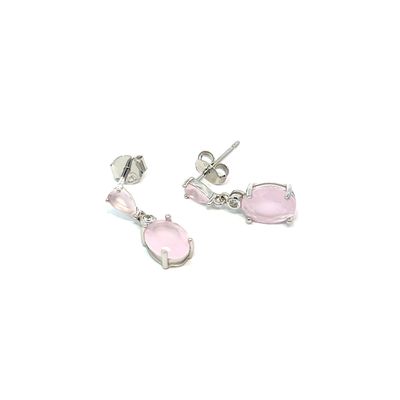 Oorbel "Milky Pink Drop Silver"