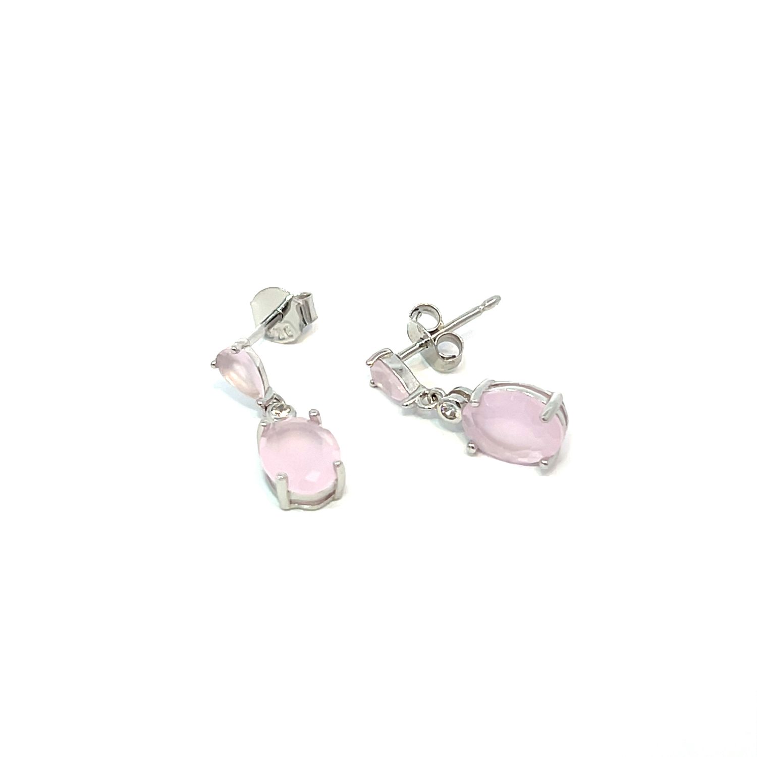 Oorbel Oorbel "Milky Pink Drop Silver"