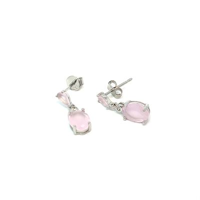 Oorbel "Milky Pink Drop Silver"