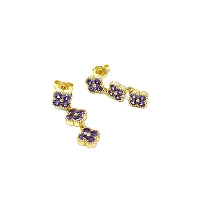 Oorbel "Purple Flowers Golden"