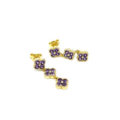 Oorbel "Purple Flowers Golden"