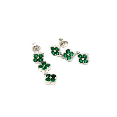 Oorbel "Green Flowers Silver"