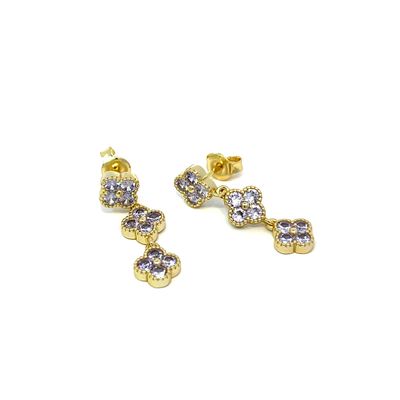 Oorbel "Lila Flowers Golden"