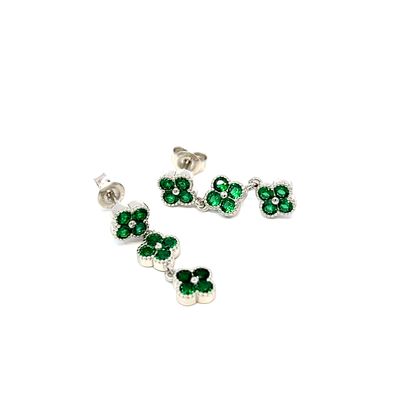 Oorbel "Green Flowers Silver"