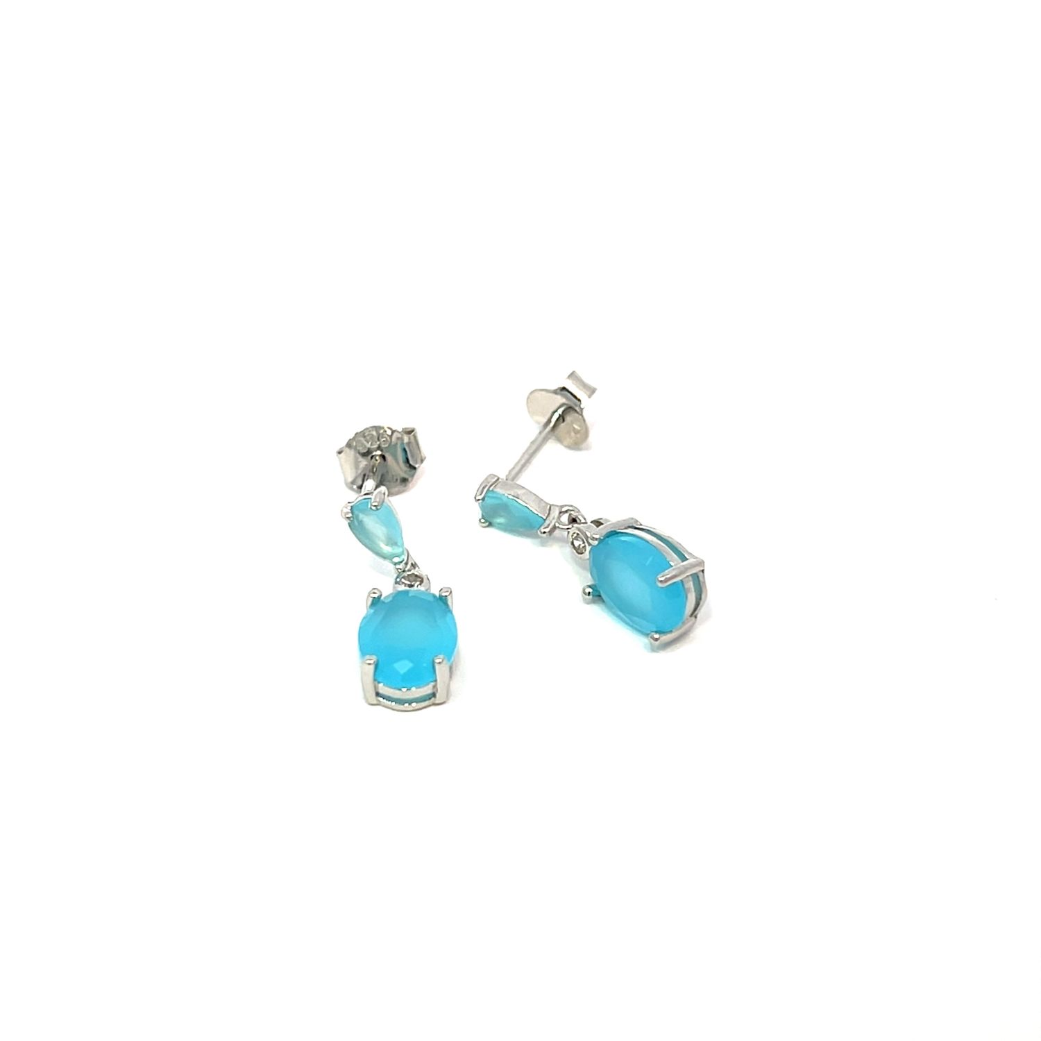 Oorbel Oorbel "Milky Blue Drop Silver"