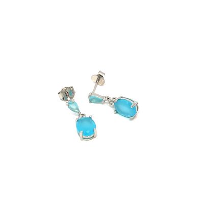 Oorbel "Milky Blue Drop Silver"