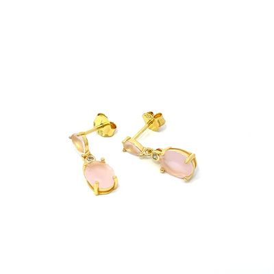Oorbel "Milky Pink Drop Golden"