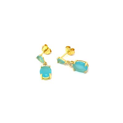 Oorbel "Milky Blue Drop Golden"