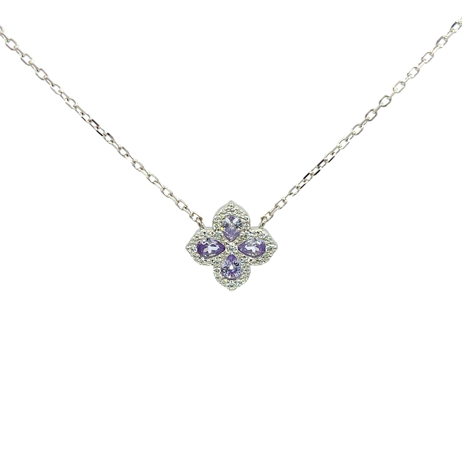 Halsketting Halsketting "Lila Clover Silver"