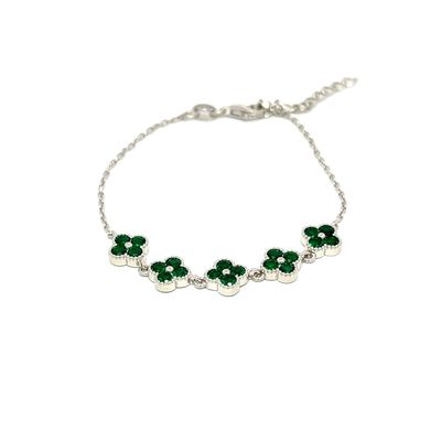 Armband "Green Florals Silver"