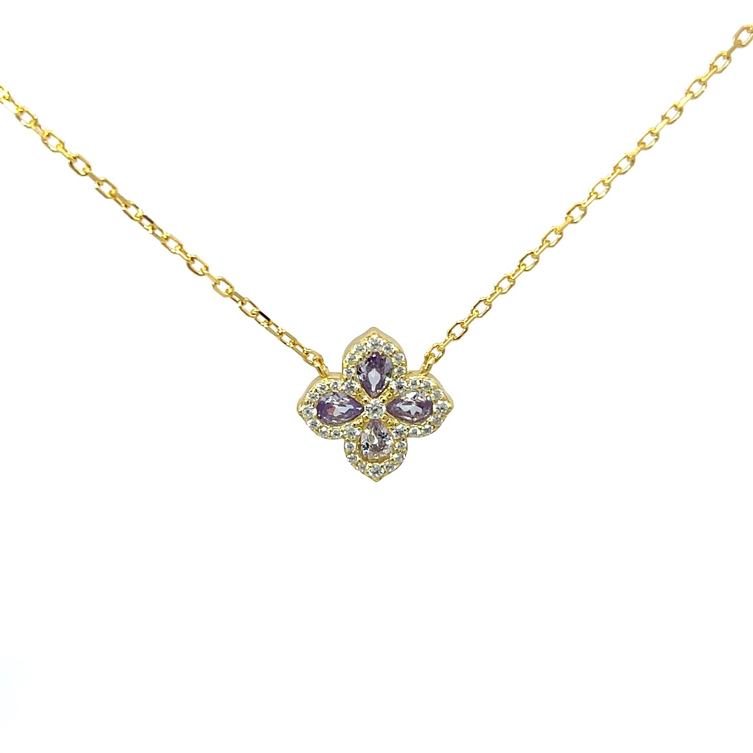 Halsketting Halsketting "Lila Clover Golden"