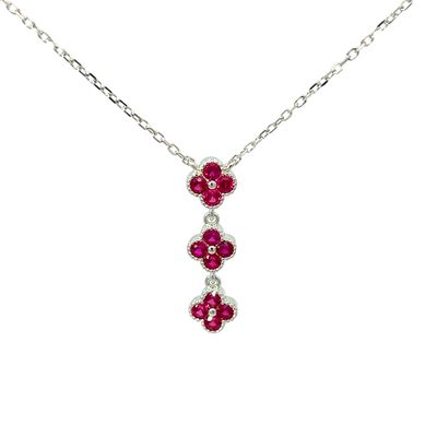 Halsketting Halsketting "Red Florals Silver"