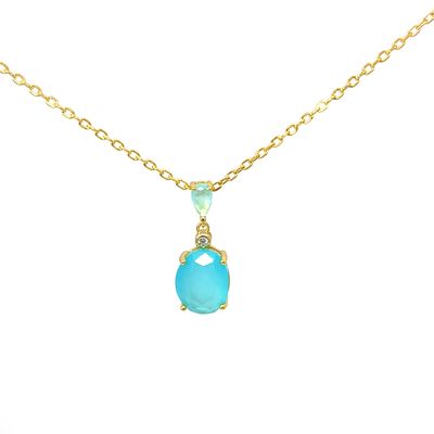 Halsketting Halsketting "Milky Blue Drop Golden"