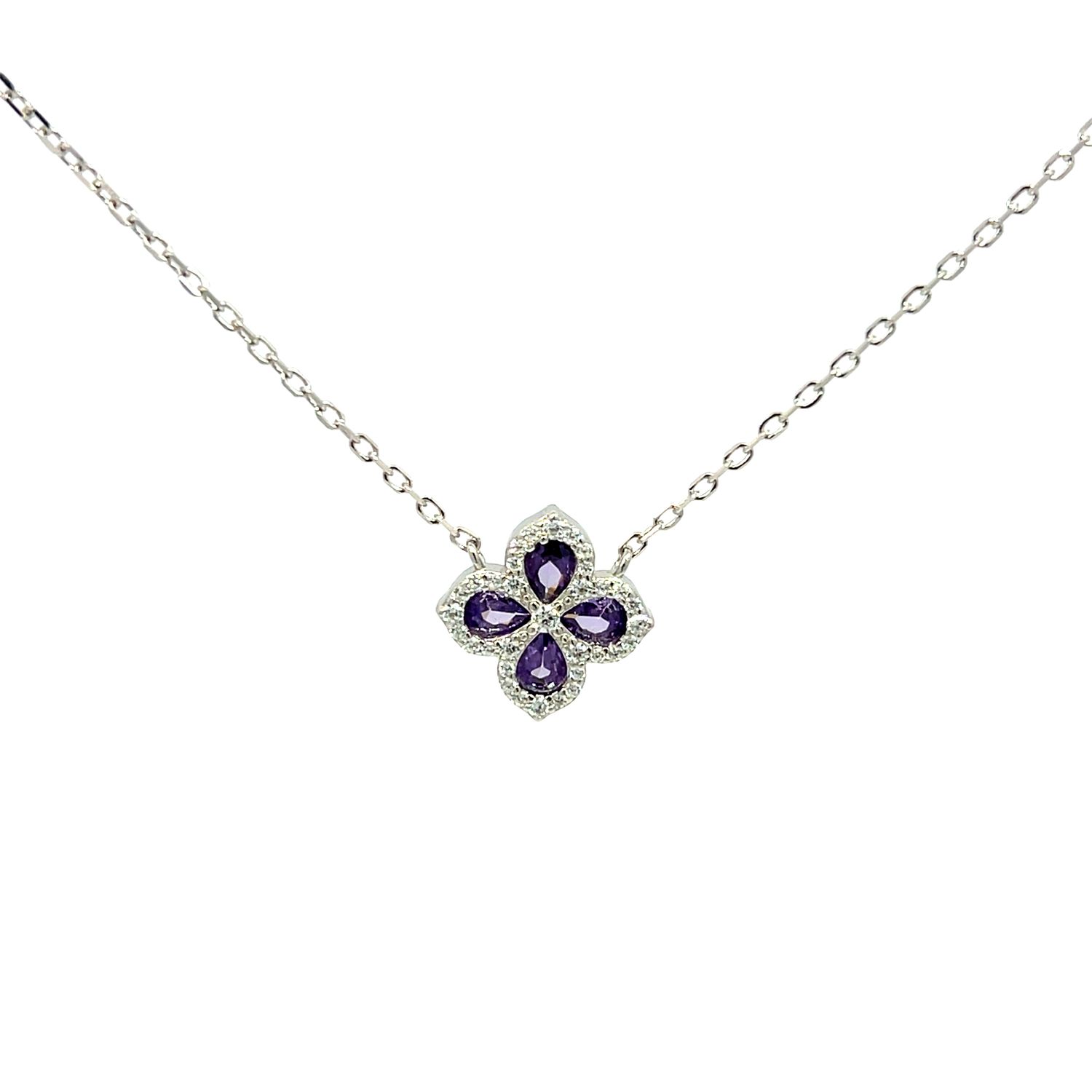 Halsketting Halsketting "Purple Clover Silver"