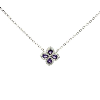 Halsketting Halsketting "Purple Clover Silver"