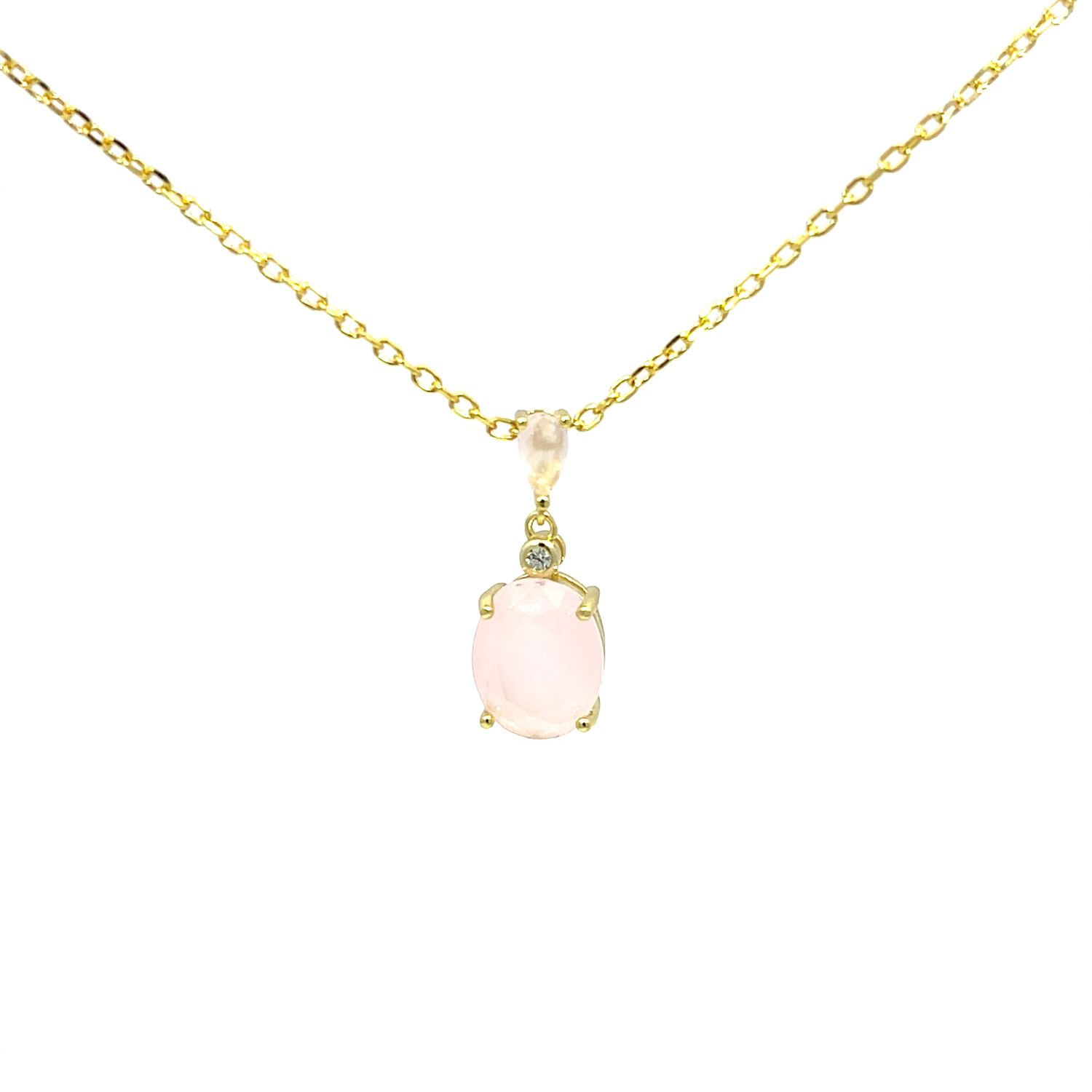 Halsketting Halsketting "Milky Pink Drop Golden"