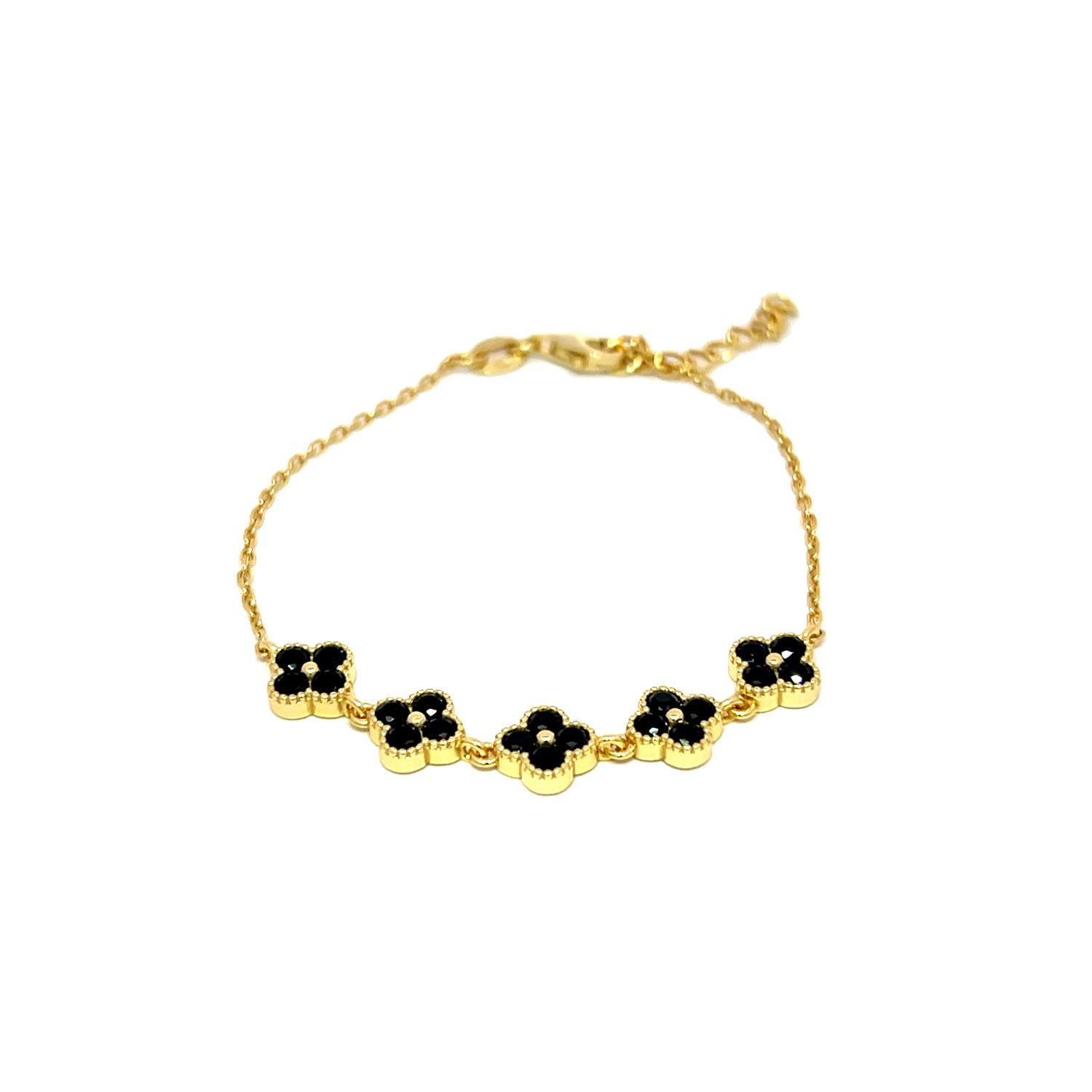 Armband "Black Florals Golden"