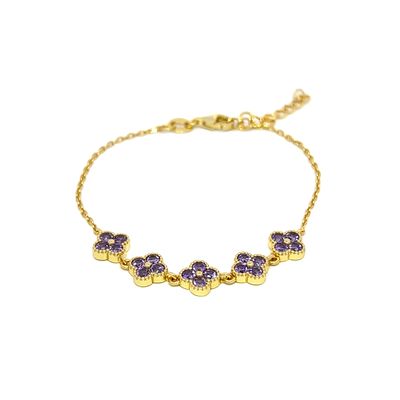 Armband "Purple Florals Golden"