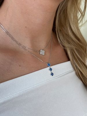 Halsketting "Blue Florals Silver"