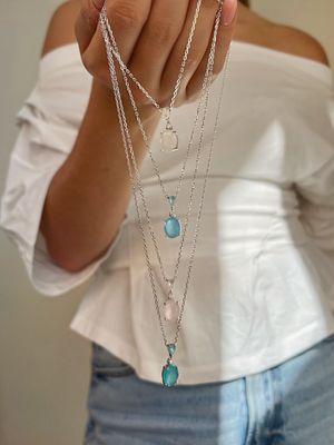 Halsketting "Milky Turquoise Drop Silver"