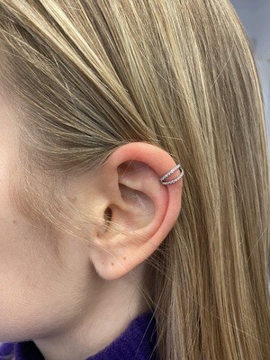 BCR piercing open dubbel ringetje met steentjes
