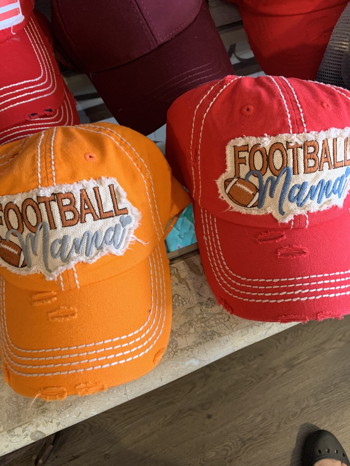 Orange football mom Hat